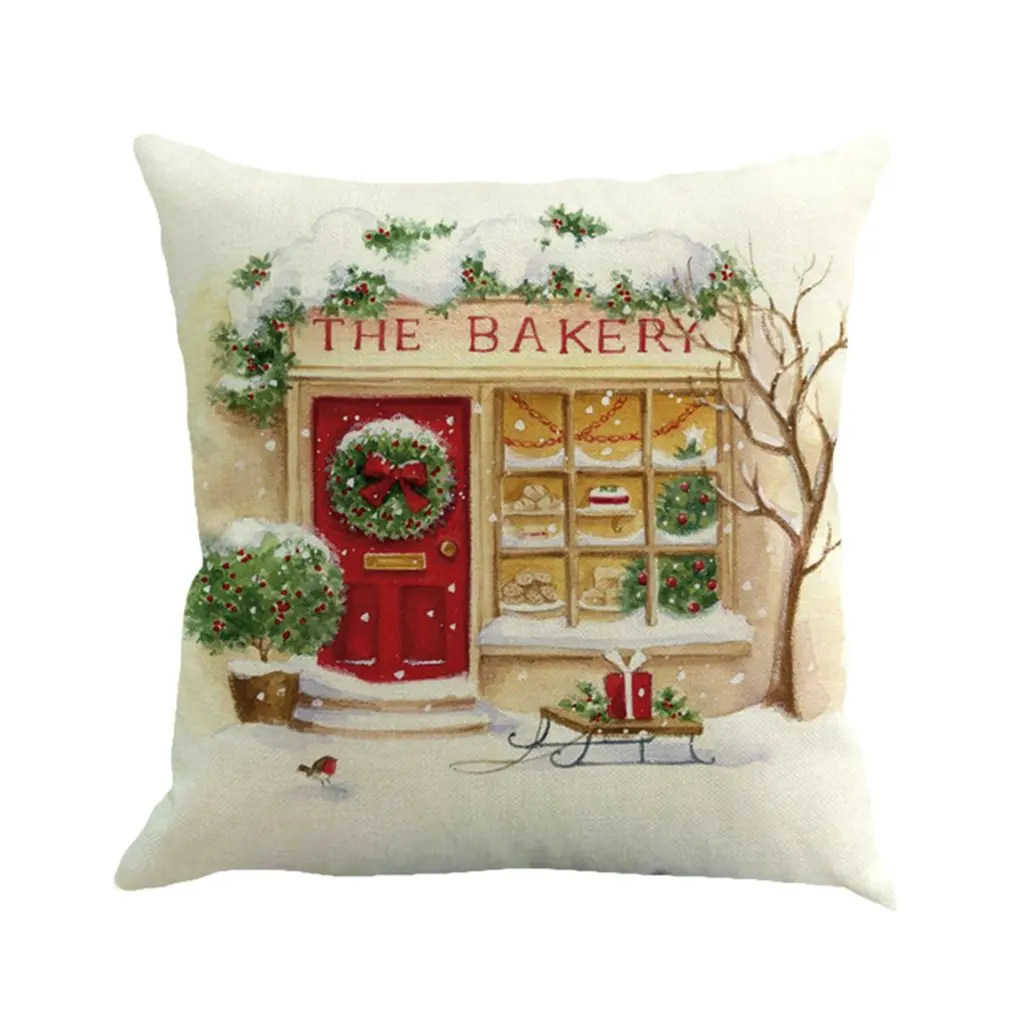 

New Year Gift Cushion Cover Christmas Elk Santa Sleigh SnowmanCover Kid Family Living Room Bedroom Sofa Bedding Decorat