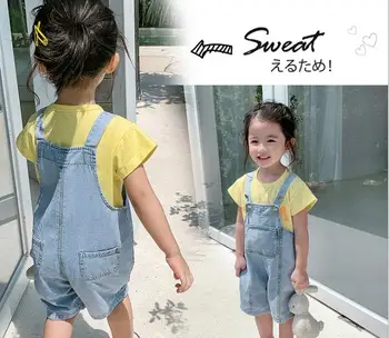 

Children's back belt pants men's and women's jeans summer new children's casual pants baby shorts children's pants loose wear