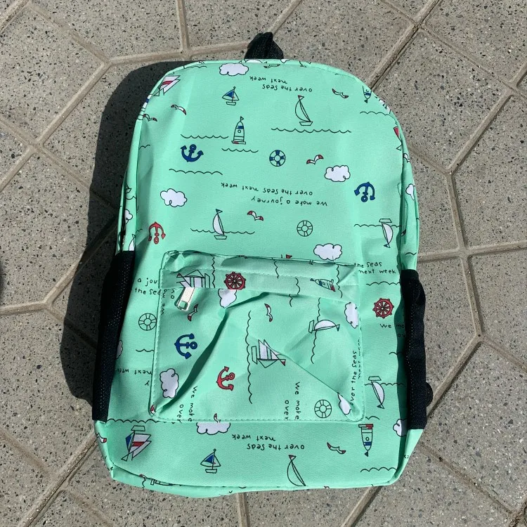 Green Однотонный мультяшный холщовый рюкзак для девочек, простые школьные рюкзаки для девочек-подростков, студенческий рюкзак для путешествий - Цвет: Green