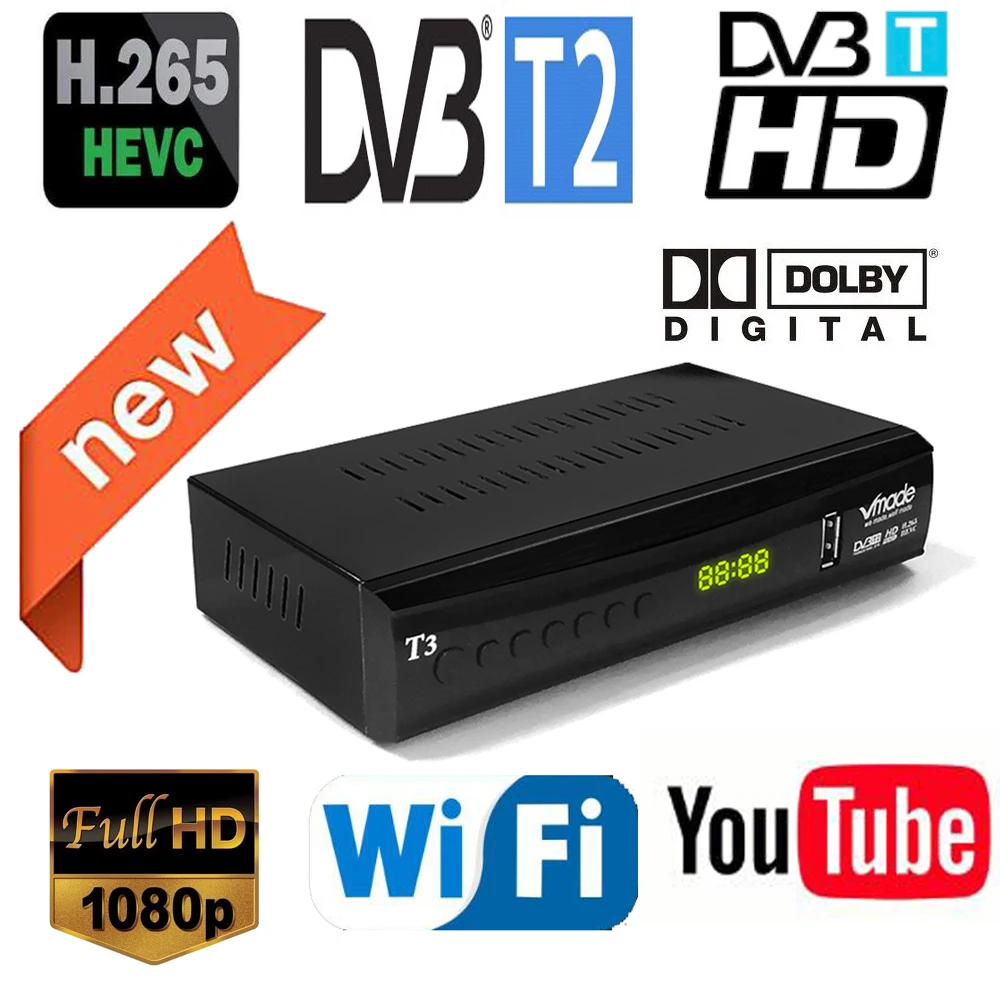 Billig Neueste DVB T2 digital receiver unterstützt H.265 HEVC DVB T h265 hevc dvb t2 heißer verkauf Europa