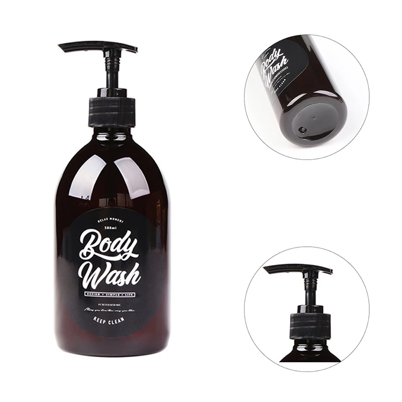 Nordic PET Soap Bottle soap dispenser refillable bottle shampoo dispenser soap dispenser bottle refillable plastic bottles plastic lotion bottle 500ml Bathroom Shower Gel Refillable Bottles Shampoo Wash Hair Conditioner Lotions Press Dispenser Brown