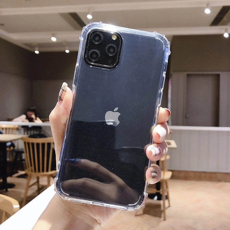 Однотонные высококачественные чехлы для телефонов iPhone 11Pro Max 6 6s 7 8 Plus X Xs Max Xr 11 Pro из мягкого ТПУ, прозрачные противоударные чехлы на заднюю панель