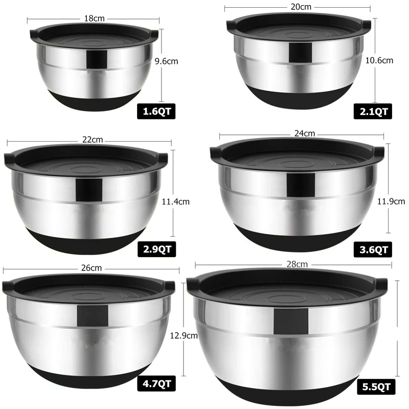 Stainless Steel Mixing Bowls with Lids & Non-Slip Bases 3