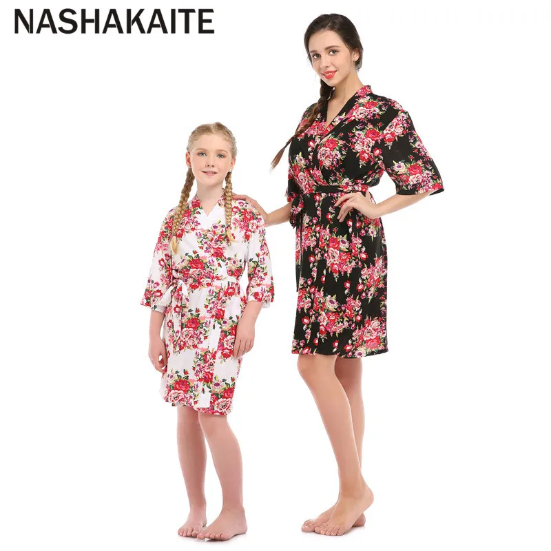 NASHAKAITE мать ночная рубашка для дочери пижамы Семья одежда для сна хлопковая ночная рубашка Комплект ночной одежды одежда «Мама и я» - Цвет: Black matching White