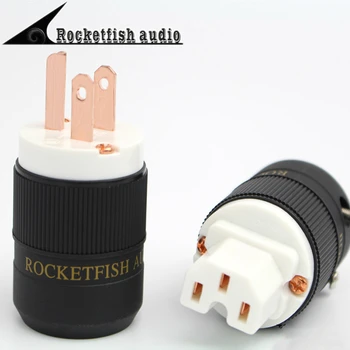 

ROCKETFISH RED Copper US AC Power Plug IEC Connector for DIY HiFi Audio Power Cable Amplifier