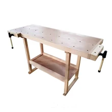 Établi multifonctionnel pour le travail du bois, Console de travail en bois de hêtre, bricolage, menuiserie manuelle, Table en bois massif avec pince AT718 13C