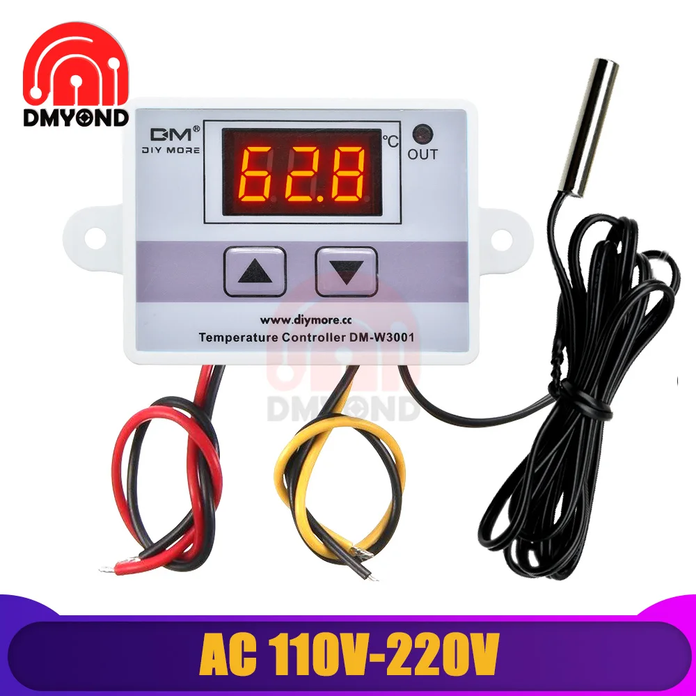 W3001 цифровой термостат 10A AC 110 V-220 V DC 24V 12V светодиодный цифровой Дисплей Температура контроллер переключателя Сенсор метр для холодильника - Цвет: DC 24V