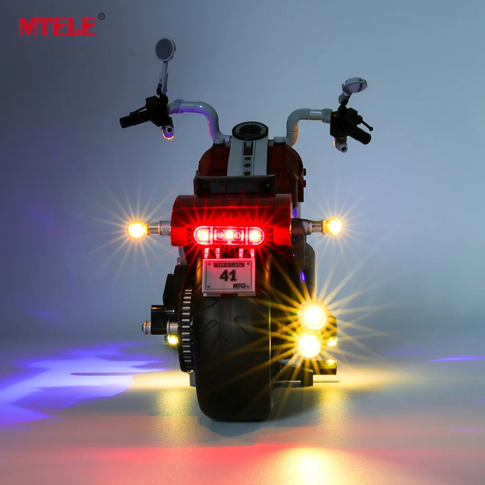 MTELE, брендовый светодиодный светильник, комплект для создателя, эксперт, Harley Davidson, Fat Boy, светильник, комплект, совместим с 10269, не включает в себя модель