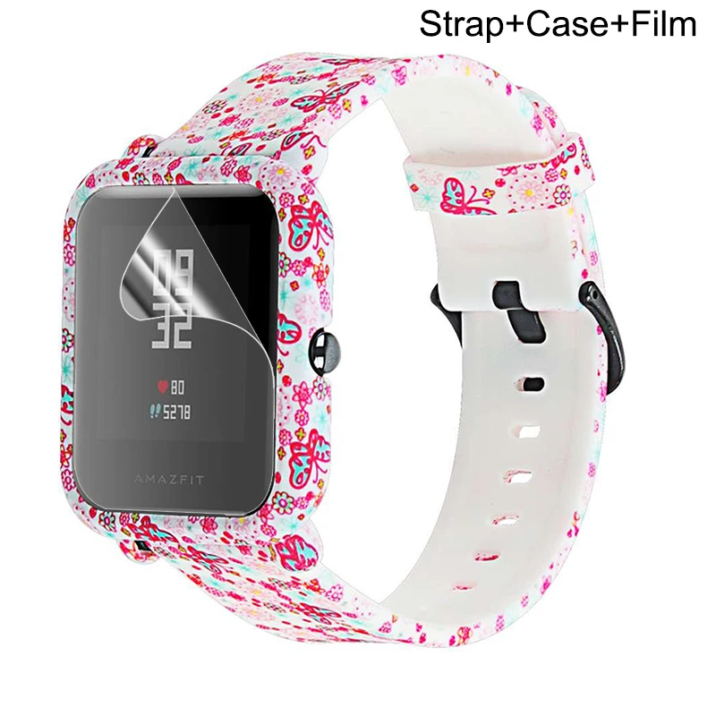 style 2 Симпатичный ремешок+ крышка+ протектор экрана для xiaomi correa amazfit bip ремень pulseira amazfit bip чехол Аксессуары - Цвет: style 2