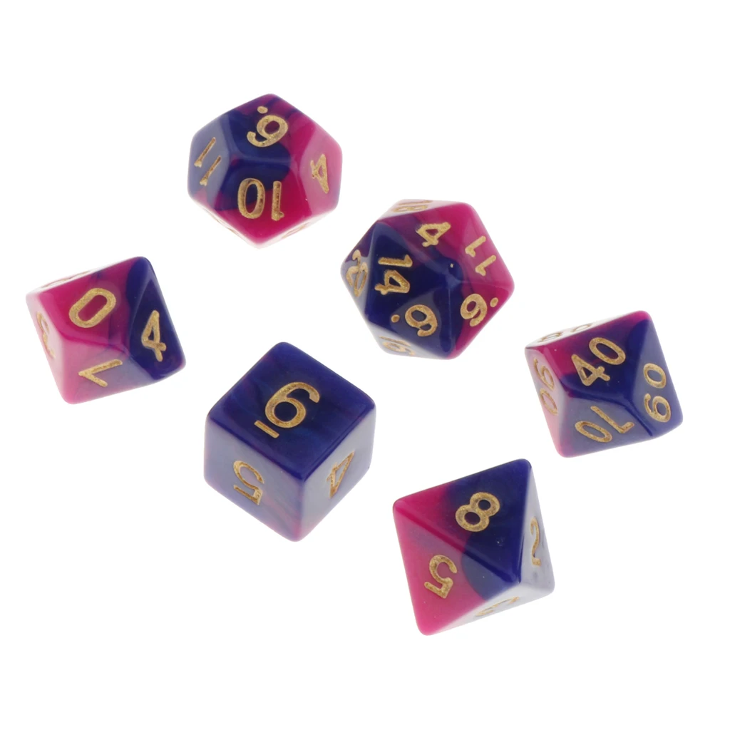 Pack of 7 Polyhedral Dices Table Board Games Party KTV for Dungeon and Dragons Polyhedral Dice Games DND Dice Set Kids Math Toys