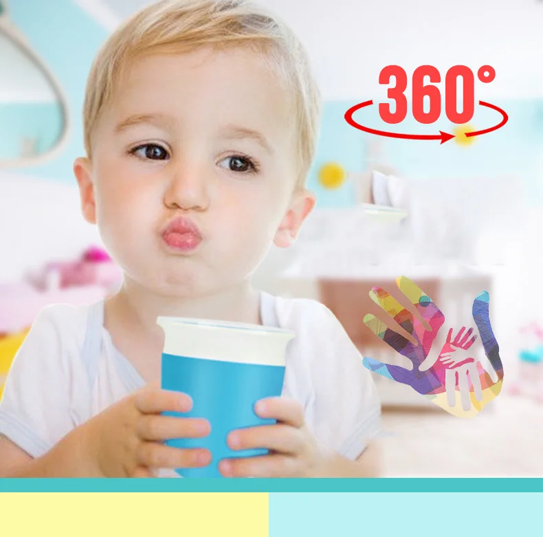 260ml Babies Training Miracle Cups With Handles 360 Degree Drink Prevent Leaking Spilling Cup