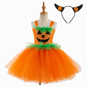 

Girls Pumpkin Costume Cosplay Kids Dress Halloween Costume For Kids Carnival Christmas Party Dress Up Suit