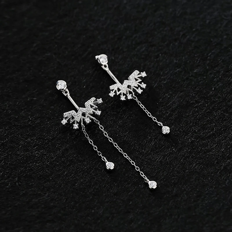 

MIQIAO Korean Women Jewelry 925 Silver Gold Earrings Zircon Hypoallergenic Tassel Cchain Female Dress Accessories Gift Romantic