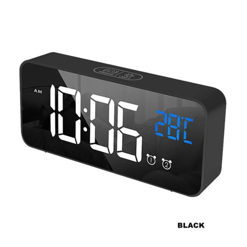 Electronic LED Music Alarm Clock Digital Snooze Desk Wake Up Light Large Time Temperature Display Table | Дом и сад