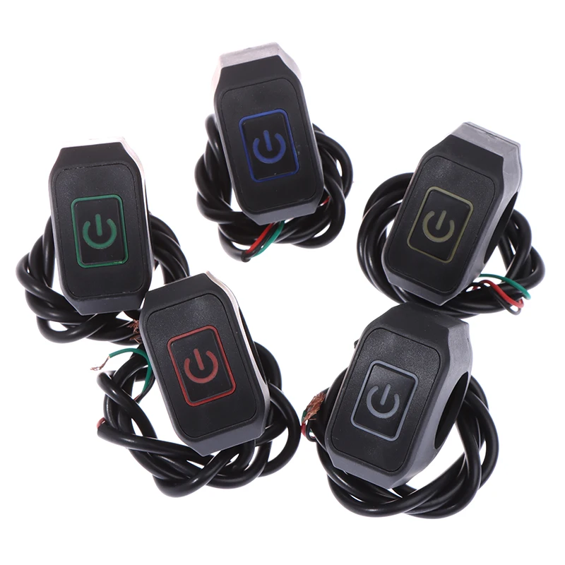 22mm 7/8'' Motorcycle Handlebar Switch Momentry Buttton For Electric Star Kill Waterproof Control Switch Button with LED light