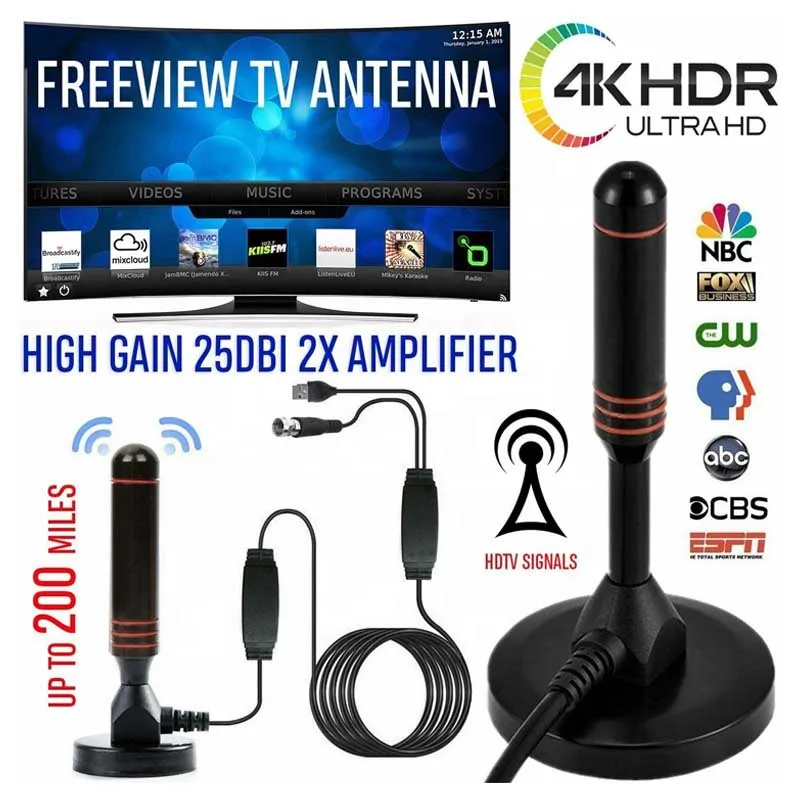200 Mijl 1080P Hd Tv Antenne Hdtv 25Db Indoor Digitale Antenne Booster Voor Dvb-T Antenne Tv Hd Dvb-T2 Radio Tv Antenne