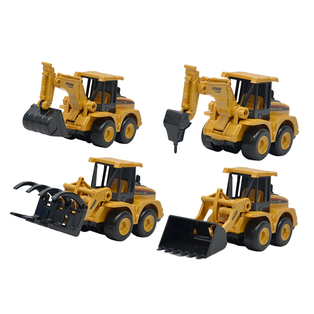 Set of 4 Engineering Car Toy STEM Learning Kits, Christmas Birthday Gifts for Kids Toddlers
