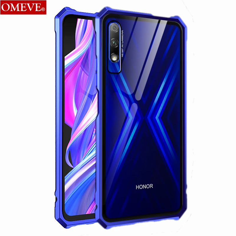 OMEVE для huawei Honor 9X чехол с металлической рамкой и закаленным стеклом задняя крышка для huawei Honor 9X Pro Чехол Honor 9X бампер чехол