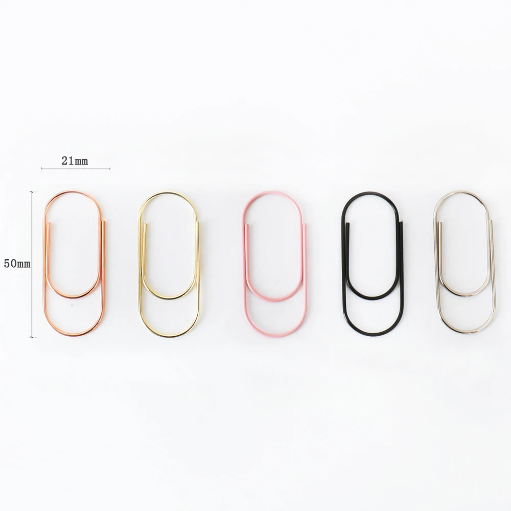 50pcs/box 50mm Rose Gold Paperclips Electroplating Metal Paper Clips Photo Clip Paper Clips Decorative Stationary H0166 paper clips