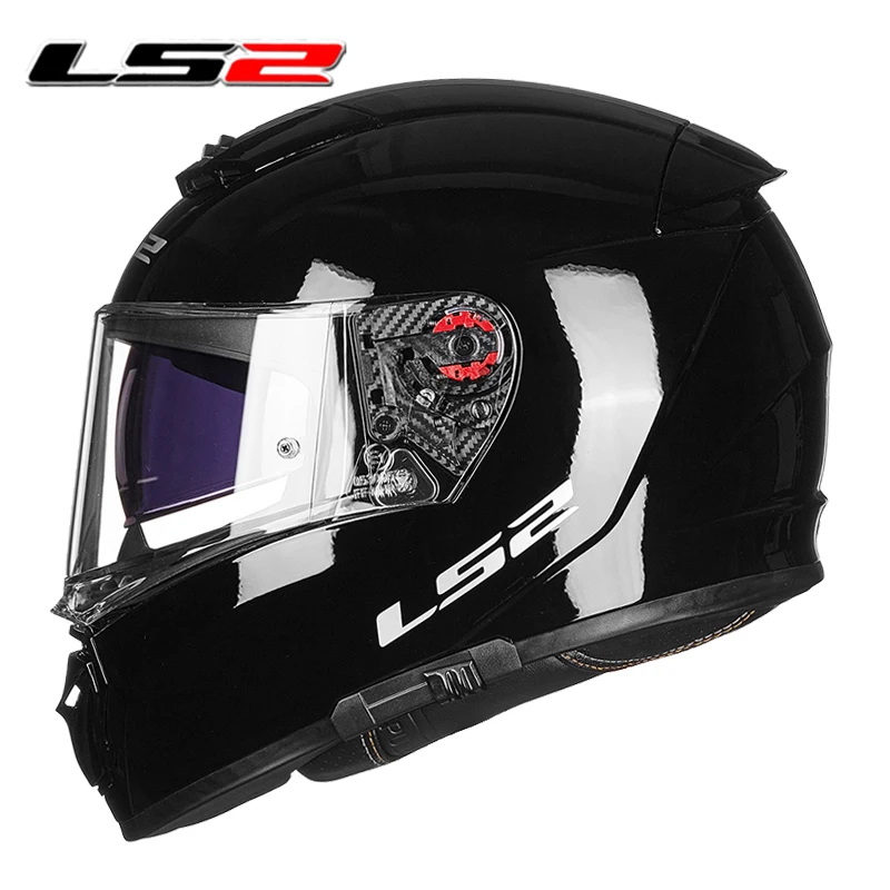LS2 FF390 выключатель полный уход за кожей лица moto rcycle шлемы с внутренним солнцезащитным щитом casco moto Racing moto rbike шлемы шлем moto DOT - Цвет: Gloss Black