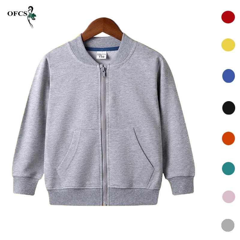 sweatshirt kid from vine Cheap Stuff Spring Cute Children's Sweater Cotton Solid Color Clothes New 2-12Years Kids Outerwears Boys And Girls Zipper Jacket oversized children's hoodie