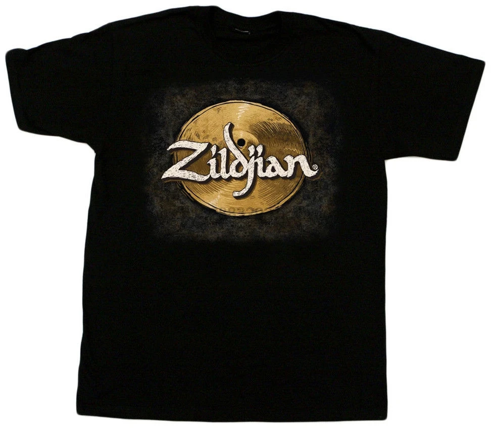 Zildjian тарелки ручной росписью логотип черная футболка Т-Футболка мужская 3D