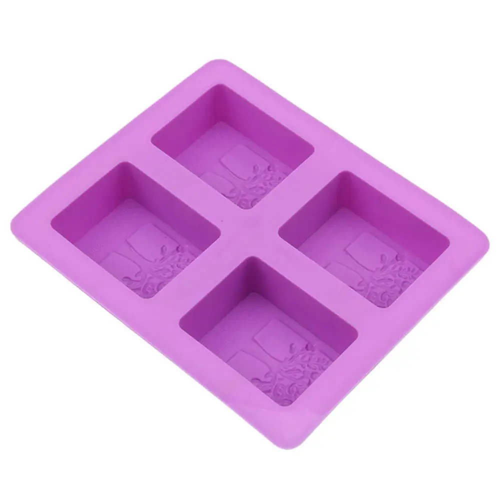 4 Балки Фиолетовый Прямоугольник Силиконовые формы для мыла для изготовления художественных изделий шоколадный торт формование ручные инструменты 3d формы для мыла