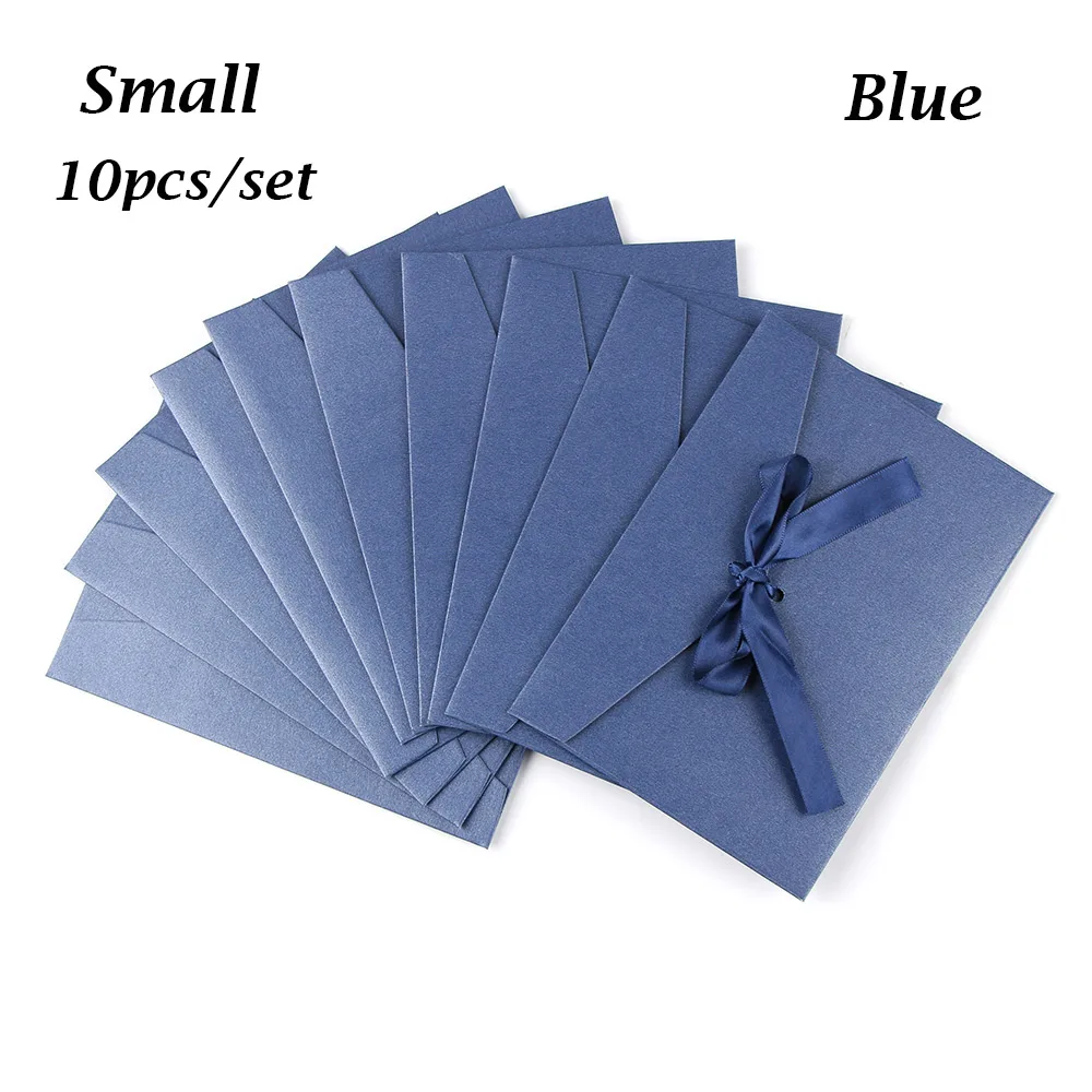 Small Blue 10 шт. Ретро Конверт перламутровый бумажный бант утолщенная лента креативный цвет канцелярские товары свадебный подарок для офиса школьные принадлежности - Цвет: Small Blue