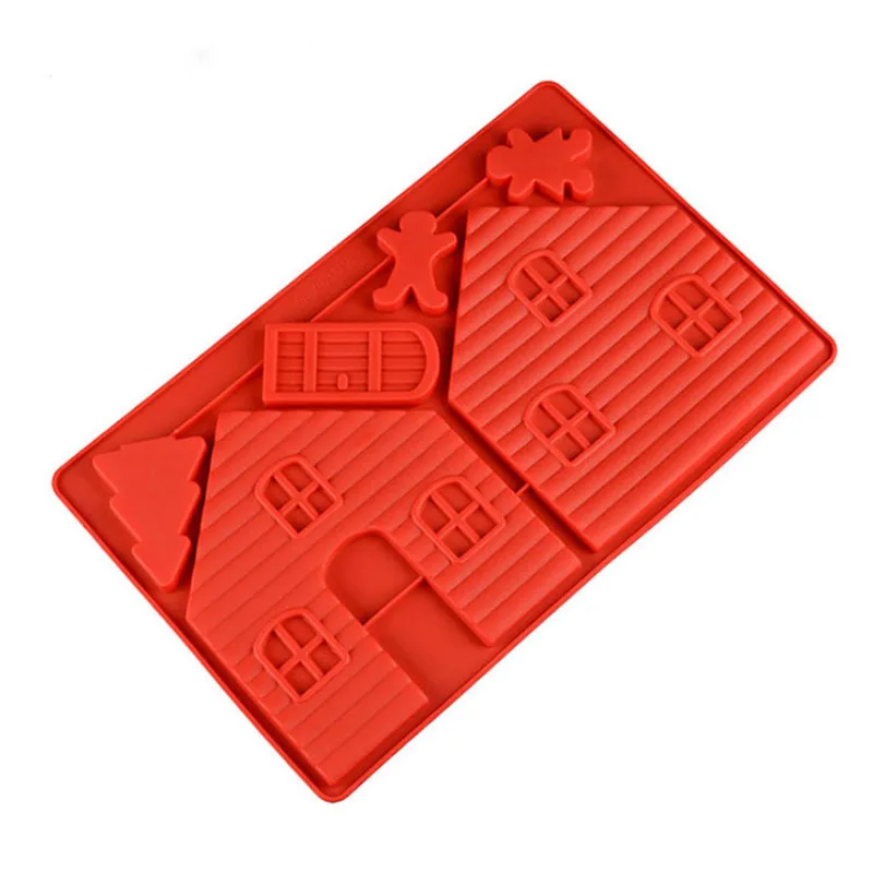 

Silicone 3D Gingerbread And Chocolate House Mold For Christmas Tree Decorating Cookie Cake Bakeware Mould Random Color