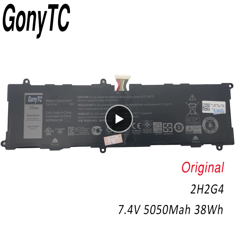 GONYTC 2H2G4 7 4 V 38wh оригинальный Аккумулятор для ноутбука DELL Venue 11 Pro 7140 21CP5/63/105 2217 2548