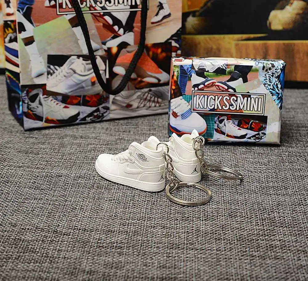 Дропшиппинг личность Jordan поколение AIR JORDAN 1 ретро все белые 3D Кроссовки фигурный брелок сумка Подвеска парный брелок