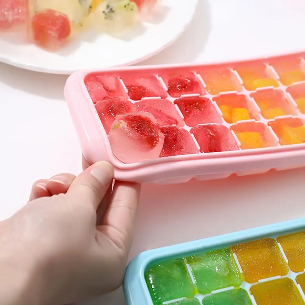 Silicone Ice Tray with Cover, Bear Ice Cream Jelly DIY Mold, Baby Food  Freezer Tray, Steamed Cake Silicone Mold, Milk Ice Block Mold Non-Stick Ice  Cube Trays-Pink