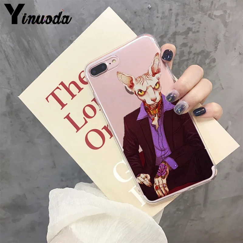Yinuoda sphynx cat 2018 новый роскошный модный Чехол для мобильного телефона iPhone 8 7 6 6S Plus X XS