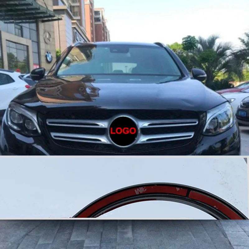 Углеродное волокно красный черный Передний гриль Логотип звезда для Mercedes-Benz C200 E300L A B C E CLA GLA класс значок refiting стикер 18,8 см