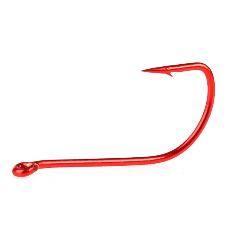 10 шт. рыболовный крючок с зазубринами рыболовный крючок изогнутый из высокоуглеродистой стали красный кольцевой для пруда речной Карп-крючок - Цвет: 8