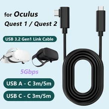 Para Oculus Busca 1 para Oculus 2 Cabo de Ligação USB 3.2 Gen Cabo de Ligação Tipo C Carga de Transferência de Dados Rápida 3M 5M Vapor Acessórios VR