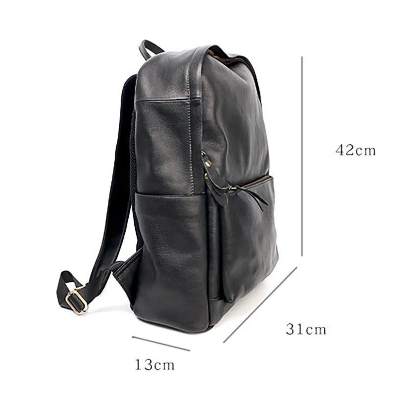 AETOO Leather men's backpack, men's leather casual shoulder bag, boys travel bag, simple computer bag