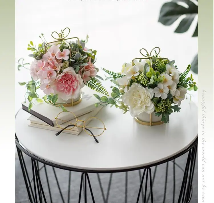 Скандинавская керамическая ваза + Искусственные фигурки цветов свадебный