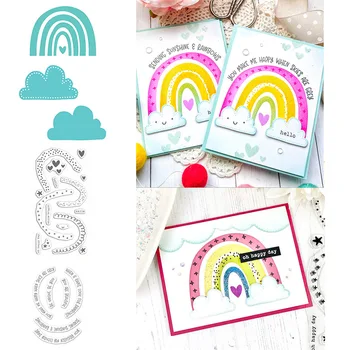 

Creative Cloud Rainbow Cutting Dies Phrases Veins Clear Stamps for DIY Scrapbooking Paper Card Making Decorative Crafts New 2020
