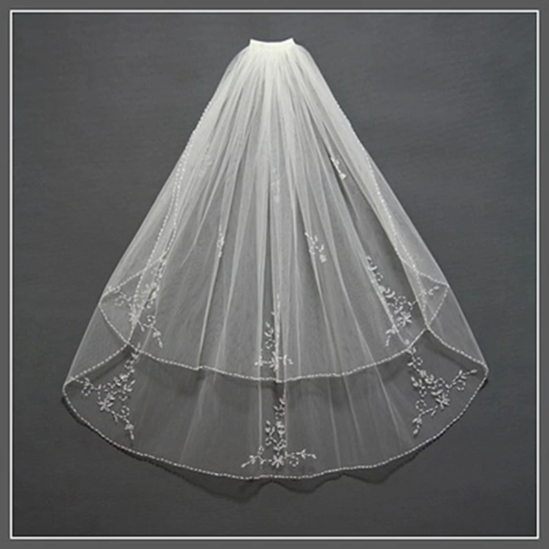 

Simple Short Tulle Wedding Veils with comb handmade beaded White Ivory Bridal Veil for Bride for Mariage Wedding Accessories