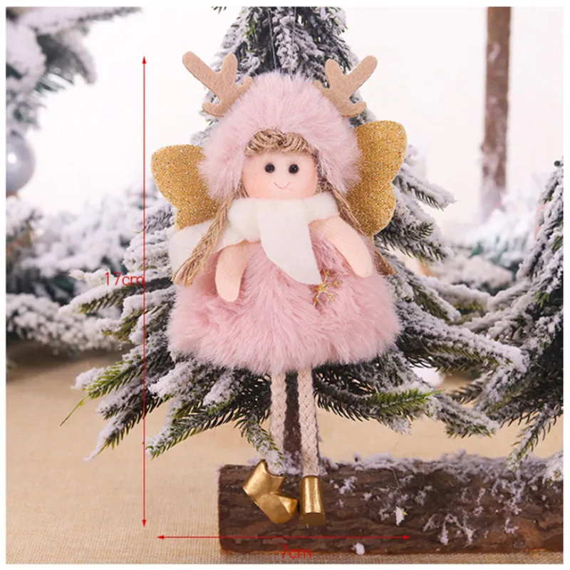 Милый розовый плюшевый Ангел девочка Рождественская елка орнамент рождественские Висячие кулоны-куклы рождественское домашнее праздничное украшение как детские подарки