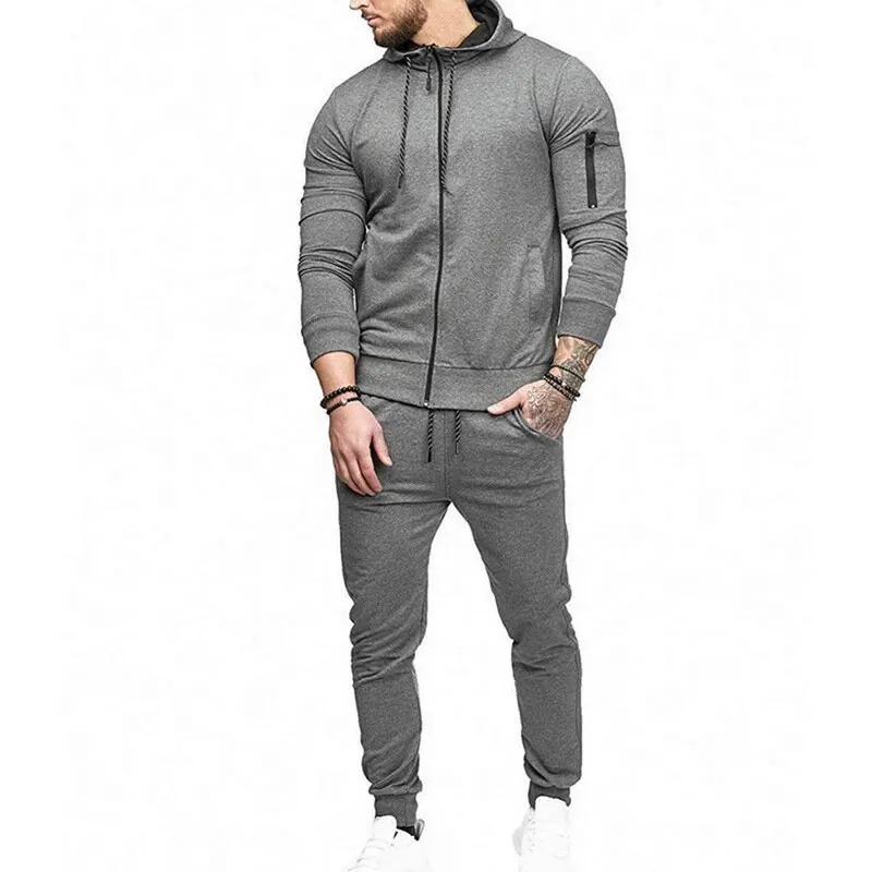 Dark gray OEAK/ осенний повседневный мужской спортивный костюм, модный спортивный костюм, толстовка с капюшоном, спортивные штаны, тонкие спортивные штаны, костюм со штанами - Цвет: Dark gray