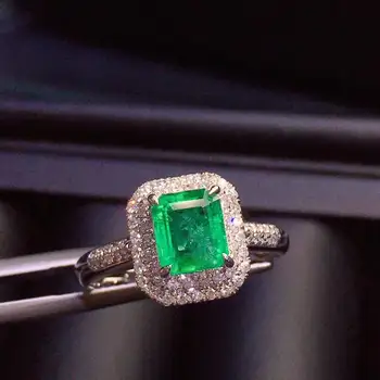 

H628 Emerald Ring 1.75ct Pure 18 K Gold Jewelry Colombia Origin Green Emerald Gemstone Diamond Female Rings for women Fine Ring