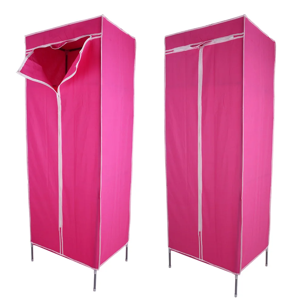 

Single Fabric Canvas Wardrobe Storage Cupboard Kid Bedroom Shelves Space-Saving Tube Three-Bar Reinforcement Wardrobe Small