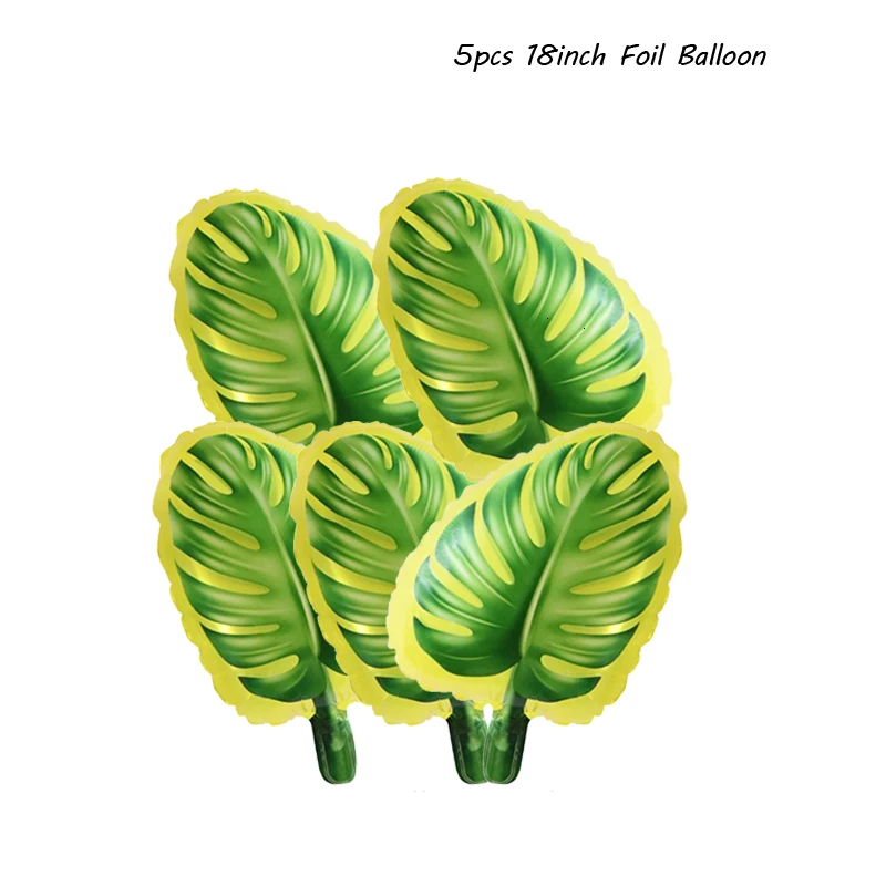 Зеленые пальмовые воздушные шары с листьями зеленые баллоны тропические Гавайские вечерние балоны для вечеринки в стиле сафари балон Джунгли Тема животных День Рождения Шар - Цвет: 5pcs green leaf B