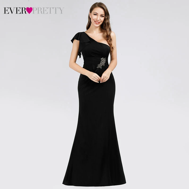 Элегантные черные вечерние платья с длинным рукавом, красивое платье русалки на одно плечо с разрезом сбоку, недорогие Вечерние платья Abendkleider