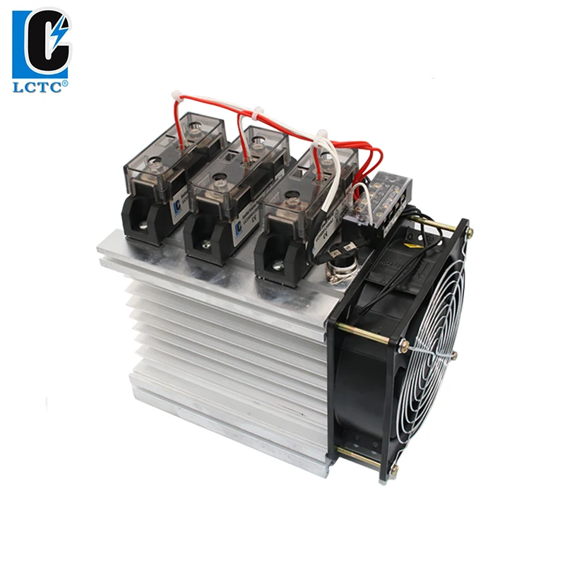 

DC to AC Three Phase Solid State Relay Set With Heat Sink And Fan 60A 80A 100A 120A 150A 200A 300A 400A SSR Relay