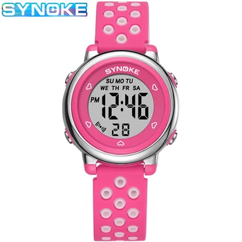 

SYNOKE Kids Digital Watches Colorful Luminous Waterproof Alarm Clock Watches Hollow Out Strap Multi-function Students Watches