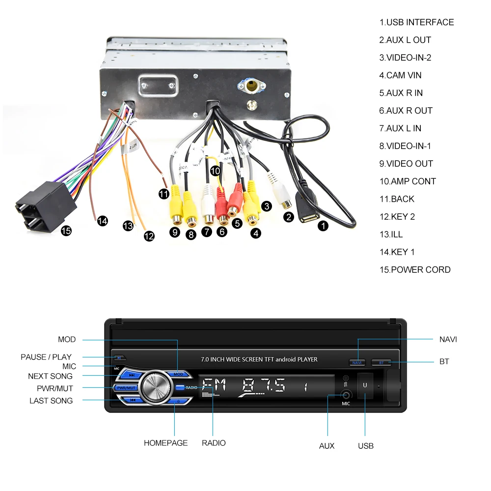 Автомагнитола Hikity 1 Din Android 10 2 + 32 ГБ сенсорный экран 7 дюймов GPS Wi Fi Bluetooth камера