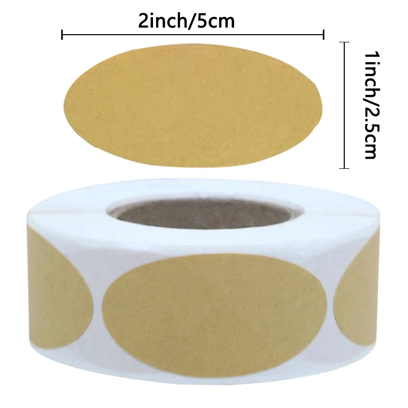 

250 pcs/roll oval brown label sticker, waterproof and sunscreen strong adhesive label, can be used for notebook decoration